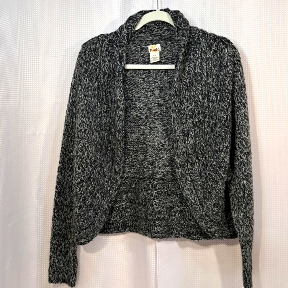 Retro Balero Cardigan by MUDD Verigated Black & White, Sz XL
